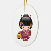 Sakura Kokeshi Doll - Cute Geisha Girl Keramisch Ornament (Links)