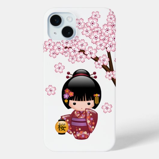 Sakura Kokeshi Doll - Cute Japanese Geisha Girl Case-Mate iPhone Case (Achterkant)