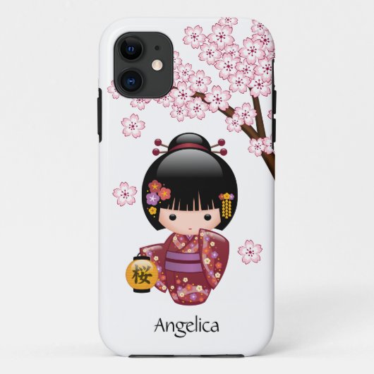 Sakura Kokeshi Doll - Cute Japanese Geisha Girl Case-Mate iPhone Case (Achterkant)