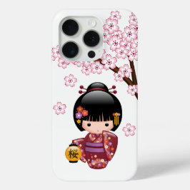 Sakura Kokeshi Doll - Cute Japanese Geisha Girl iPhone 15 Pro Case
