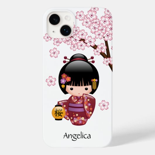 Sakura Kokeshi Doll - Cute Japanese Geisha Girl Case-Mate iPhone Case (Achterkant)