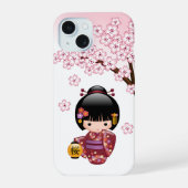Sakura Kokeshi Doll - Cute Japanese Geisha Girl iPhone 15 Case (Achterkant)