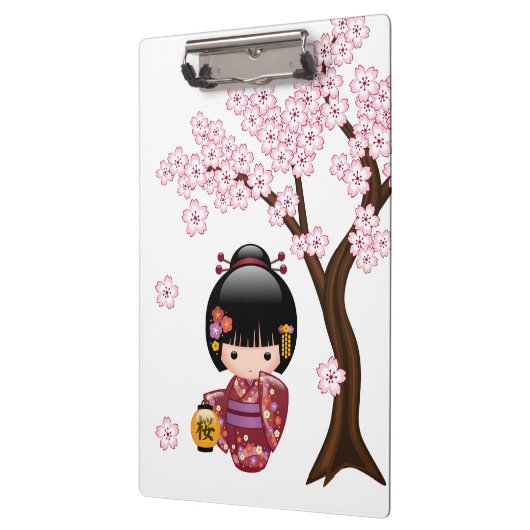 Sakura Kokeshi Doll - Cute Japanese Geisha Girl Klembord (Links)
