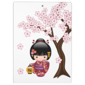 Sakura Kokeshi Doll - Cute Japanese Geisha Girl Klembord (Achterkant)