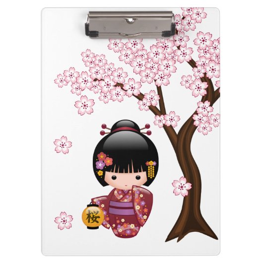 Sakura Kokeshi Doll - Cute Japanese Geisha Girl Klembord (Voorkant)