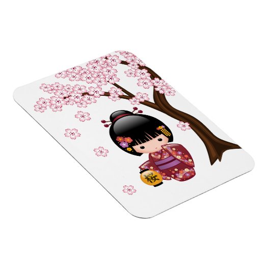 Sakura Kokeshi Doll - Cute Japanese Geisha Girl Magneet (Rechterzijde)