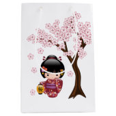 Sakura Kokeshi Doll - Cute Japanese Geisha Girl Medium Cadeauzakje (Voorkant)