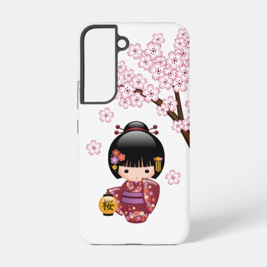 Sakura Kokeshi Doll - Cute Japanese Geisha Girl Samsung Galaxy Hoesje (Achterkant)