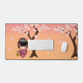 Sakura Kokeshi Doll - Geisha Girl op strand Bureaumat (Keyboard & Muis)