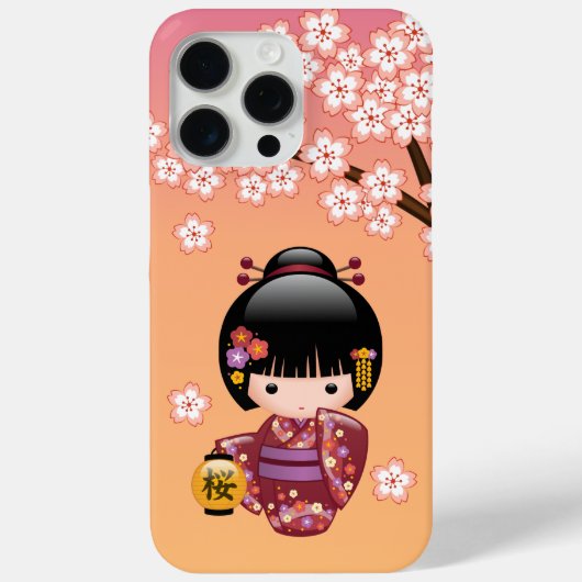 Sakura Kokeshi Doll - Geisha Girl op strand Case-Mate iPhone Case (Achterkant)