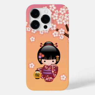 Sakura Kokeshi Doll - Geisha Girl op strand Case-Mate iPhone 14 Pro Hoesje
