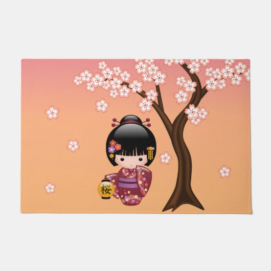 Sakura Kokeshi Doll - Geisha Girl op strand Deurmat (Voorkant)