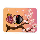 Sakura Kokeshi Doll - Geisha Girl op strand Magneet (Horizontaal)