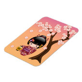 Sakura Kokeshi Doll - Geisha Girl op strand Magneet (Linkerzijde)