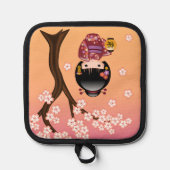 Sakura Kokeshi Doll - Geisha Girl op strand Pannenlap (Voorkant)