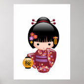Sakura Kokeshi Doll - Geisha Girl op strand Poster (Voorkant)