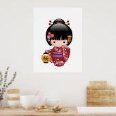 Sakura Kokeshi Doll - Geisha Girl op strand Poster (Keuken)