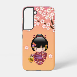 Sakura Kokeshi Doll - Geisha Girl op strand Samsung Galaxy Hoesje