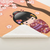 Sakura Kokeshi Doll - Geisha Girl op strand Sherpa Deken (3/4)