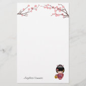 Sakura Kokeshi Doll - Kimono Geisha Girl Briefpapier (Voorkant)