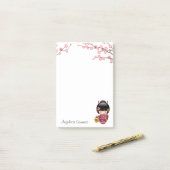 Sakura Kokeshi Doll - Kimono Geisha Girl Post-it® Notes (Op bureau)