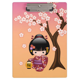 Sakura Kokeshi Doll - Schattige Geisha Meisje op P Klembord
