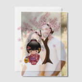 Sakura Kokeshi Doll Schattige Japans Geisha Insert Vellum Uitnodigingen (Offset (Koppel))