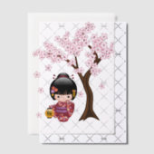Sakura Kokeshi Doll Schattige Japans Geisha Insert Vellum Uitnodigingen (Offset (Uitnodiging))