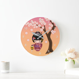 Sakura Kokeshi Pop - Geisha Meisje op Perzik Grote Klok