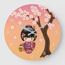 Sakura Kokeshi Pop - Geisha Meisje op Perzik Grote Klok