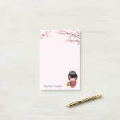 Sakura kokeshi pop schattig geisha meisje roze post-it® notes (Op bureau)