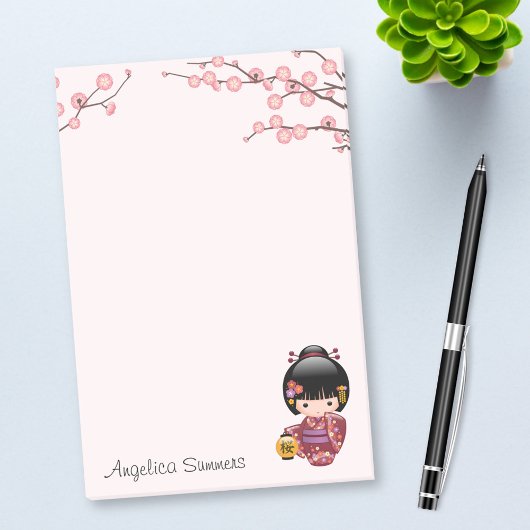 Sakura kokeshi pop schattig geisha meisje roze post-it® notes