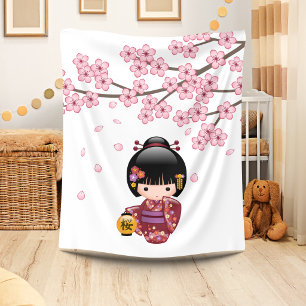 Sakura Kokeshi Pop - Schattig Japans Geisha Meisje Fleece Deken