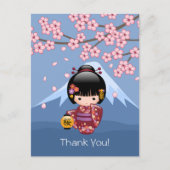 Sakura Kokeshi-pop - Schattige Geisha Bedankt Briefkaart (Voorkant)