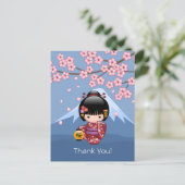 Sakura Kokeshi-pop - Schattige Geisha Dank U Briefkaart (Staand voorkant)