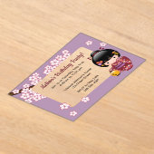 Sakura Kokeshi Transparant Raam Verjaardag Paarse Acryl Uitnodigingen (Laagn)