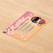 Sakura Kokeshi Transparante Venster Verjaardag Per Acryl Uitnodigingen (Laagn)