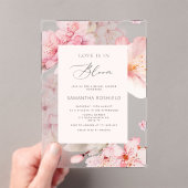 Sakura Love is in het Vrijgezellenfeest Bloom Acryl Uitnodigingen (Insitu (Draagbaar))