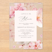 Sakura Love is in het Vrijgezellenfeest Bloom Acryl Uitnodigingen (Voorkant)