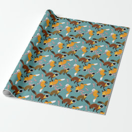 Sakura marten cyan background cadeaupapier