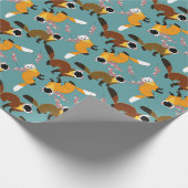 Sakura marten cyan background cadeaupapier (Hoek)