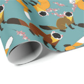 Sakura marten cyan background cadeaupapier (Rol Hoek)