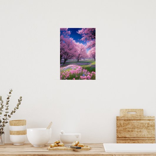 Sakura Meadows in Bloom Poster (Keuken)