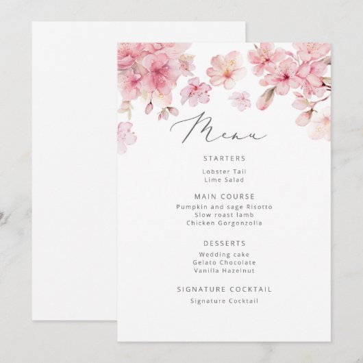 Sakura menu kaart (Voorkant / Achterkant)