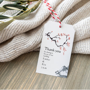 Sakura Mountain Casual bruiloft Hartelijk dank Cadeaulabel