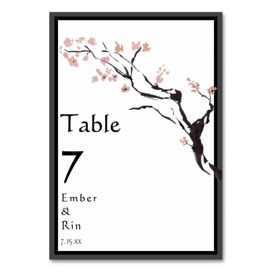 Sakura Mountain | Casual rand v2 bruiloft Kaart (Achterkant)