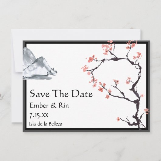 Sakura Mountain | Casual v2 Border Save The Date (Voorkant)
