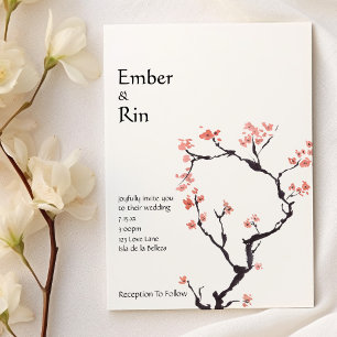 Sakura Mountain   Uitnodiging tot Casual weddensch