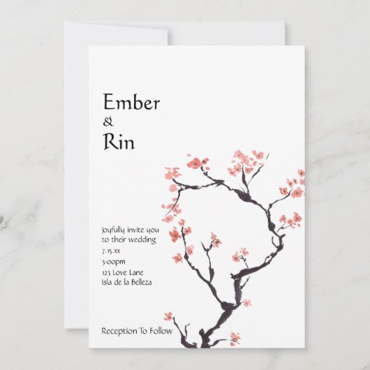 Sakura Mountain | Uitnodiging tot Casual weddensch (Voorkant)