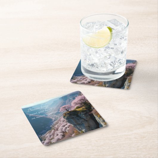 Sakura Mountain Valley Vista - Anime Landscape Kartonnen Onderzetters (Insitu)